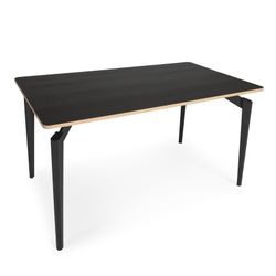 Wooden and metal dining table in black, 140 x 80 x 77 cm | Denia