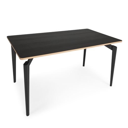 Wooden and metal dining table in black, 140 x 80 x 77 cm | Denia