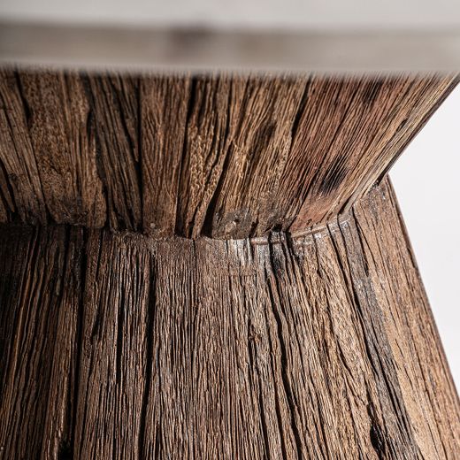 Mesa de comedor de madera y piedra en marrón y blanco, 120 x 120 x 80 cm | Toigne