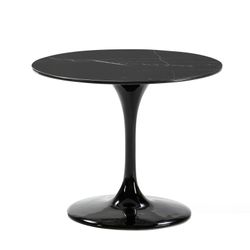 Black marble dining table, Ø90x75 cm