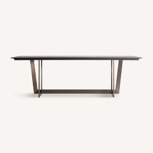 Mesa de comedor de metal y cerámica en negro, 250 x 105 x 78 cm | Tremp