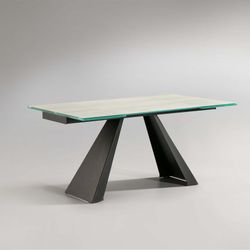 Alai White Metal and Glass Dining Table, 160x90x76cm