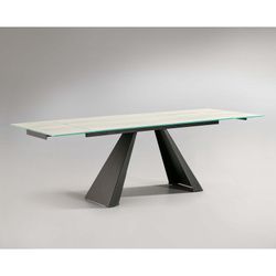 Alai White Metal and Glass Dining Table, 160x90x76cm
