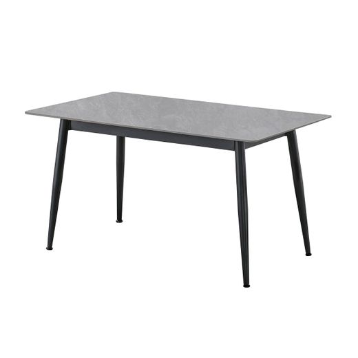 Mesa de comedor de piedra sinterizada y metal en gris y negro, 140 x 80 x 75 cm | Berna