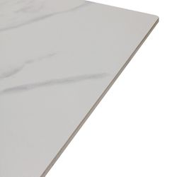 Table à manger en pierre synthétique noire et blanche et métal, 180 x 90 x 76 cm | Bimba