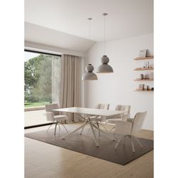 Kremowy stół jadalny z kamienia i metalu, 180 x 90 x 76 cm | Tori