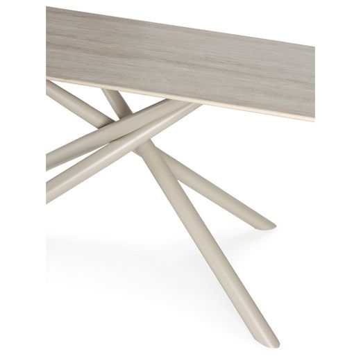 Kremowy stół jadalny z kamienia i metalu, 180 x 90 x 76 cm | Tori