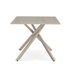 Kremowy stół jadalny z kamienia i metalu, 180 x 90 x 76 cm | Tori