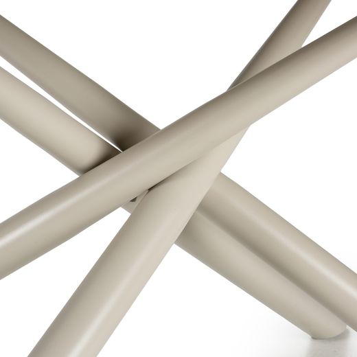 Kremowy stół jadalny z kamienia i metalu, 180 x 90 x 76 cm | Tori