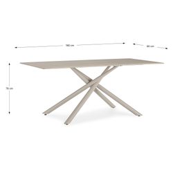 Kremowy stół jadalny z kamienia i metalu, 180 x 90 x 76 cm | Tori