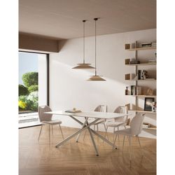 Kremowy stół jadalny z kamienia i metalu, 180 x 90 x 76 cm | Tori