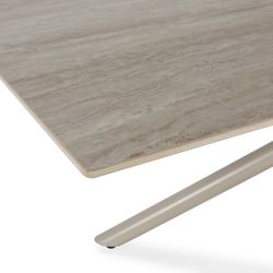 Kremowy stół jadalny z kamienia i metalu, 180 x 90 x 76 cm | Tori