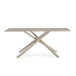 Kremowy stół jadalny z kamienia i metalu, 180 x 90 x 76 cm | Tori