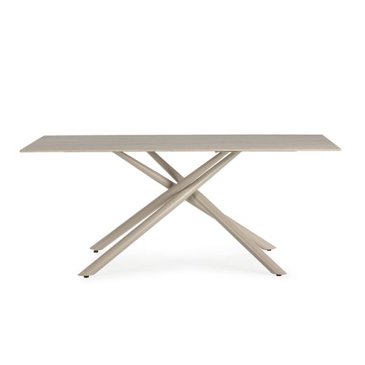 Kremowy stół jadalny z kamienia i metalu, 180 x 90 x 76 cm | Tori