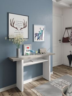 Vit och grå hopfällbart matbord i trä, 120x70x75 cm | OGGI