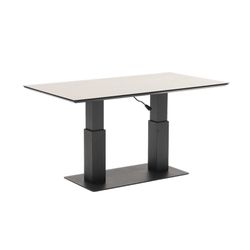 Lifttop-Esstisch aus Aluminium und Keramikglas in Anthrazit und Lichtgrau, 140 x 75 x 50/75 cm | Isabella