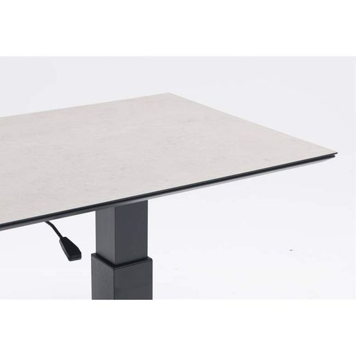 Lifttop-Esstisch aus Aluminium und Keramikglas in Anthrazit und Lichtgrau, 140 x 75 x 50/75 cm | Isabella