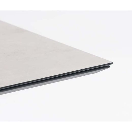 Lifttop-Esstisch aus Aluminium und Keramikglas in Anthrazit und Lichtgrau, 90 x 90 x 50 / 74 cm | Isabella