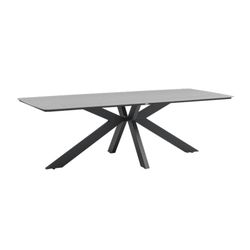 Lift-top dining table made of aluminium and ceramic glass in anthracite and medium grey, 240 x 100 x 75 cm | Bais