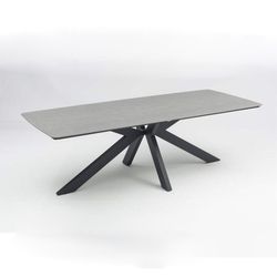 Lift-top dining table made of aluminium and ceramic glass in anthracite and medium grey, 240 x 100 x 75 cm | Bais