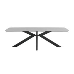 Lift-top dining table made of aluminium and ceramic glass in anthracite and medium grey, 240 x 100 x 75 cm | Bais