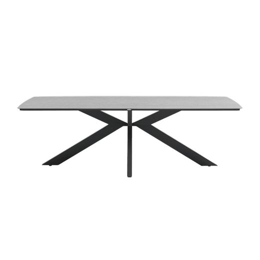 Lift-top dining table made of aluminium and ceramic glass in anthracite and medium grey, 240 x 100 x 75 cm | Bais