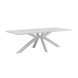 Conjunto de comedor para jardín de aluminio, cerámico y cuerda náutica en blanco y aqua | Bais + Isabela
