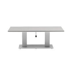 Ensemble de canapé de jardin avec table relevable en aluminium et corde nautique en blanc et aqua | Isabelle