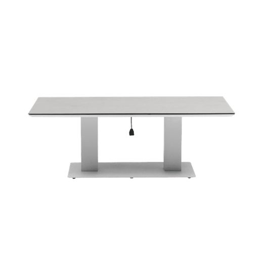 Conjunto de sofás para jardín con mesa elevable de aluminio y cuerda náutica en blanco y gris | Isabela