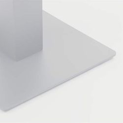 Table à manger à plateau relevable en aluminium et verre céramique blanc et gris clair, 90 x 90 x 50 / 74 cm | Isabelle