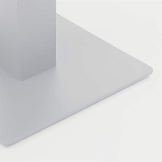 Table à manger à plateau relevable en aluminium et verre céramique blanc et gris clair, 90 x 90 x 50 / 74 cm | Isabelle