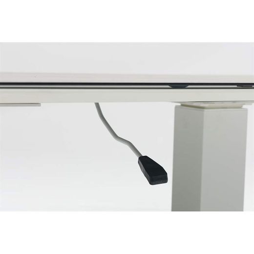 Table à manger à plateau relevable en aluminium et verre céramique blanc et gris clair, 90 x 90 x 50 / 74 cm | Isabelle