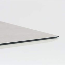 Table à manger à plateau relevable en aluminium et verre céramique blanc et gris clair, 90 x 90 x 50 / 74 cm | Isabelle