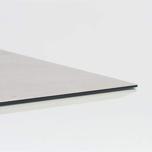 Table à manger à plateau relevable en aluminium et verre céramique blanc et gris clair, 90 x 90 x 50 / 74 cm | Isabelle