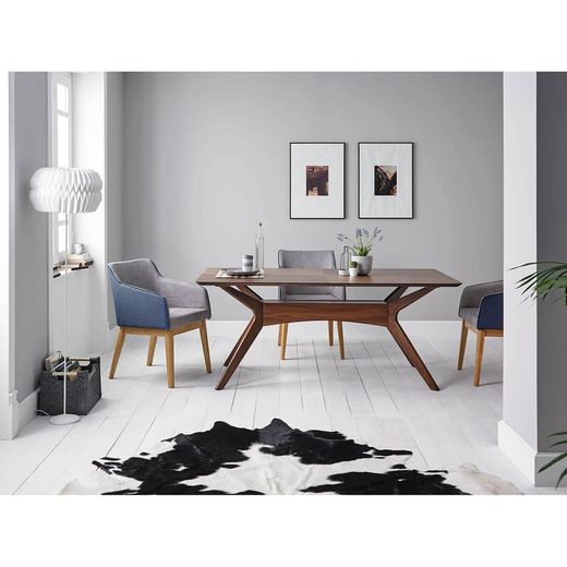 Table à manger en mdf finition placage noyer, 180 x 95 x 75cm