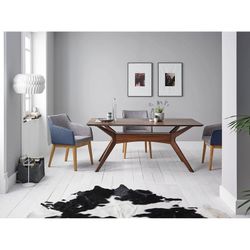 Table à manger en mdf finition placage noyer, 180 x 95 x 75cm