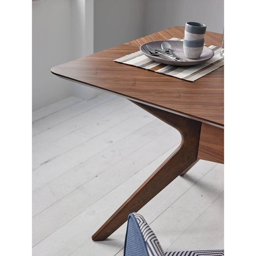 Table à manger en mdf finition placage noyer, 180 x 95 x 75cm