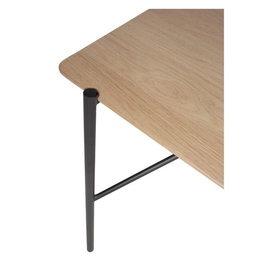 Dining table in mdf and oak veneer finish, 140 x 80 x 75cm