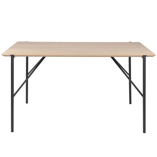 Dining table in mdf and oak veneer finish, 140 x 80 x 75cm