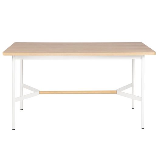 Table à manger en mdf finition placage chêne, 140 x 80 x 75cm