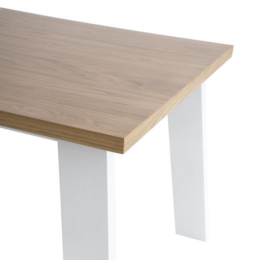 Dining table in mdf and oak veneer finish, 160 x 90 x 76cm