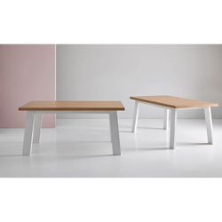 Dining table in mdf and oak veneer finish, 160 x 90 x 76cm