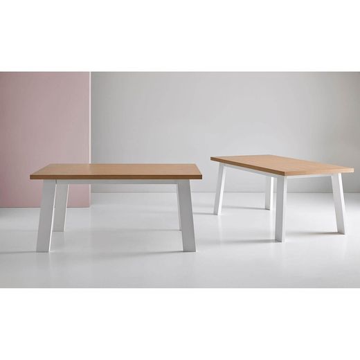 Dining table in mdf and oak veneer finish, 160 x 90 x 76cm