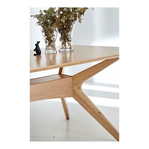 Dining table in mdf and oak veneer finish, 180 x 95 x 75cm