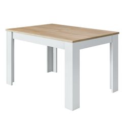 Extendable dining table finished in white and oak, 140/190 x 90 x 78 cm