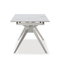 White metal and ceramic extendable dining table, 160/220 x 90 x 76 cm | Lula