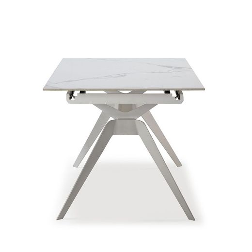 White metal and ceramic extendable dining table, 160/220 x 90 x 76 cm | Lula