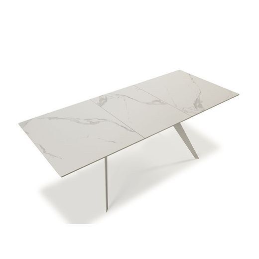 White metal and ceramic extendable dining table, 160/220 x 90 x 76 cm | Lula