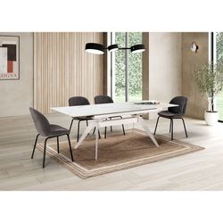 White metal and ceramic extendable dining table, 160/220 x 90 x 76 cm | Lula
