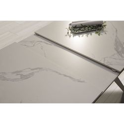 White metal and ceramic extendable dining table, 160/220 x 90 x 76 cm | Lula